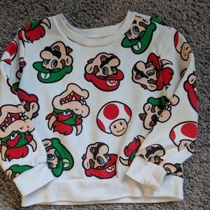 Super Mario Kids Sweatshirt - White with Red and Green Characters